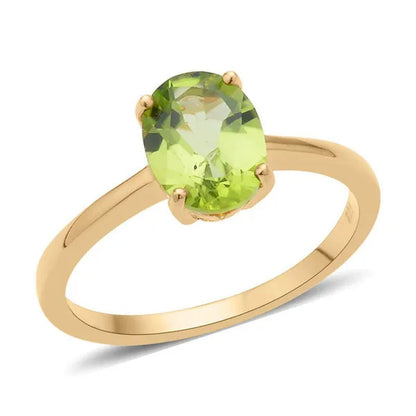 Shop LC Peridot Oval 925 Sterling Silver Vermeil Yellow Gold Plated Solitaire Ri