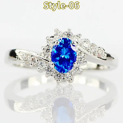 9 Style Exquisite Fashion Rings for Women Elegant Fashion Jewelry Natural Gemsto