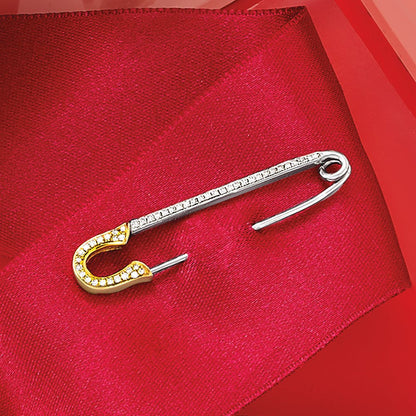 0.16 Ct. T.W. Diamond Safety Pin in Sterling Silver and 14Kt Yellow Gold
