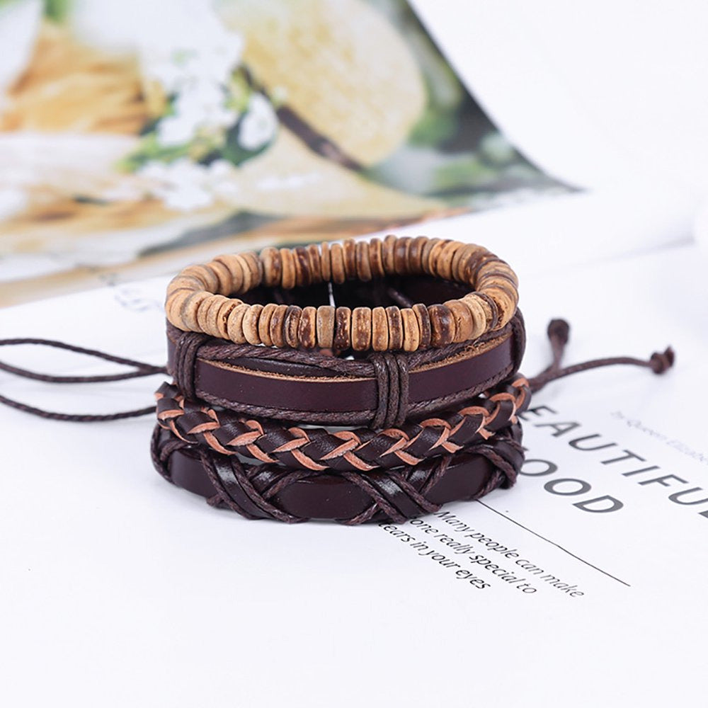 Men Bracelet Bracelet Braided Multilayer Simple Vintage Leather Bracelets