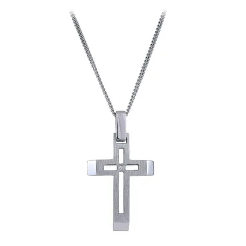 Sterling Cross Pendant with Diamond Accent
