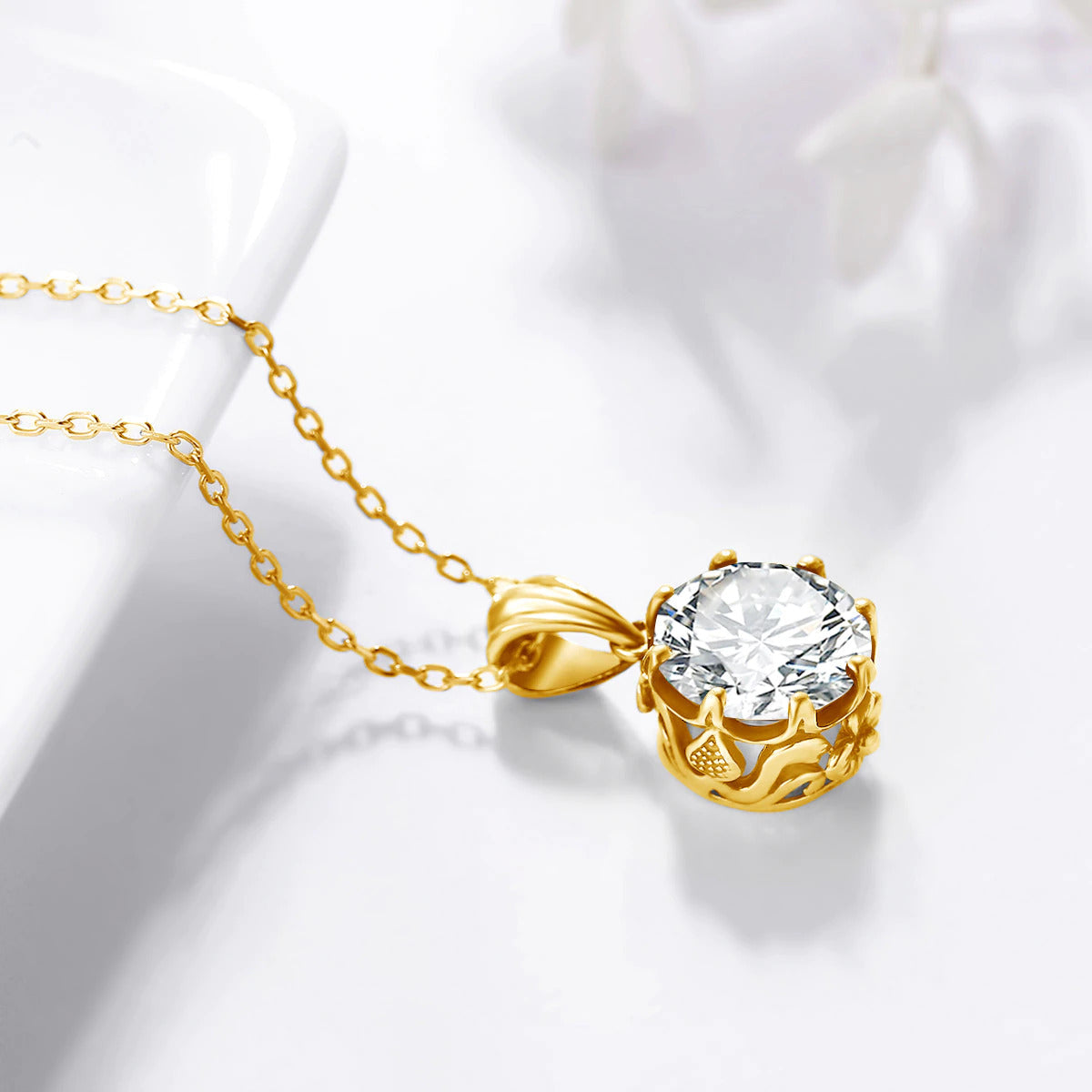 4 Carat Moissanite Necklace for Women D Color round Cut Pure 925 Silver Pass