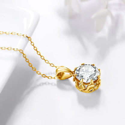 4 Carat Moissanite Necklace for Women D Color round Cut Pure 925 Silver Pass