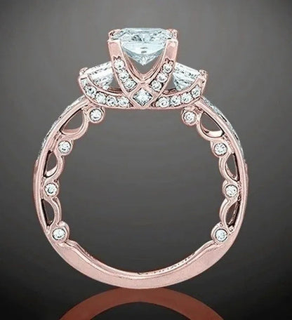 Exquisite Fashion Women'S Princess Square Diamond Ring Classic Super Flash Engag