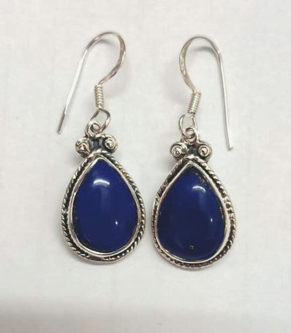 925 Sterling Silver Earring Lapis Lazuli Earring Handmade Gemstone Earring Pear