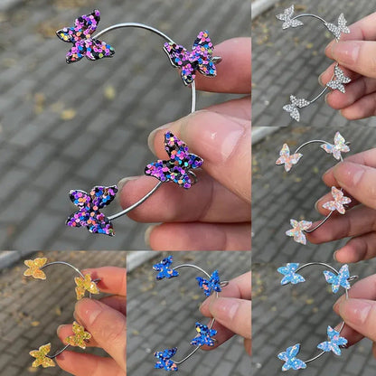 Women'S Fashion Diamond Colorful Butterfly Ear Clips without Piercing for Women