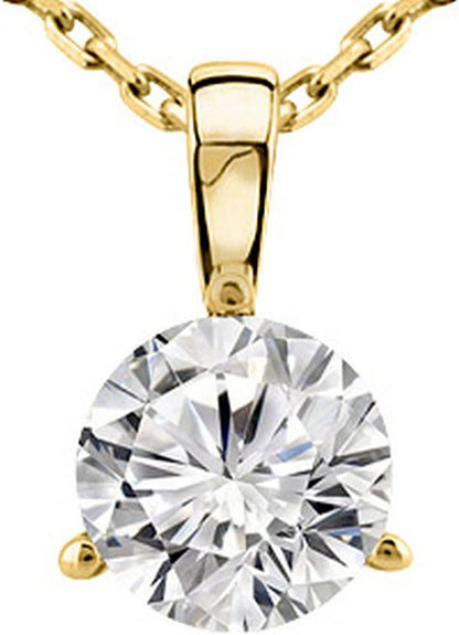 0.5 Carat 14K White Gold round Diamond 3 Prong Solitaire Pendant Necklace D-E Co