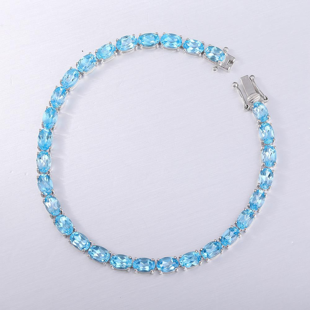 Pure 925 Sterling Silver Women'S Hand Bracelets Wholesale Natural Topaz Peridot
