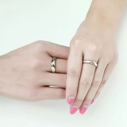 2 Pcs / Set . Heart of Love Couple Titanium Steel Wedding Rings for Women Fashio