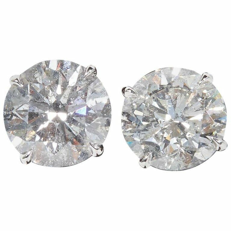 5 Carat Each Round Diamond Stud Earring 10.10 carats of diamonds F color SI3 14k