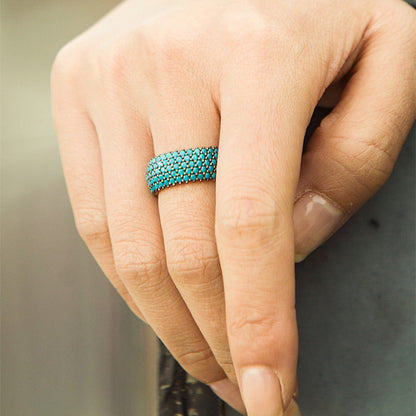 Turkish Turquoise Colored Gemstone Ring for Women