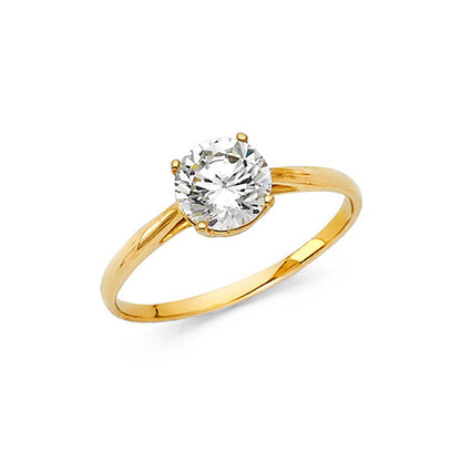 14K Yellow Gold round 1 Ct CZ Simulated Diamond Solitaire Engagement Ring
