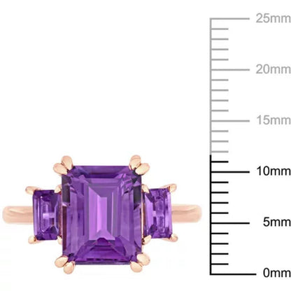 Amethyst 3-Stone Ring in 14K Rose Gold