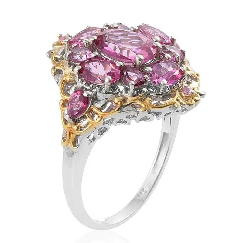 925 Sterling Silver &Ruby Gemstones Women'S Engagement Ring and Wedding Band Jew