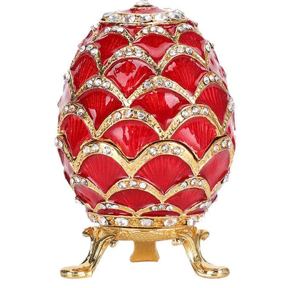 Jewelry Storage Eggs Enameled Craft Elegant Rich Colors Red Color Egg Shape