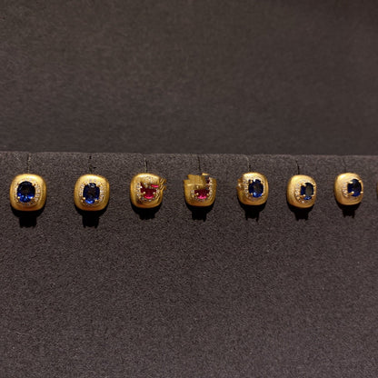Men'S and Women'S Natural Sapphire Stud Earrings