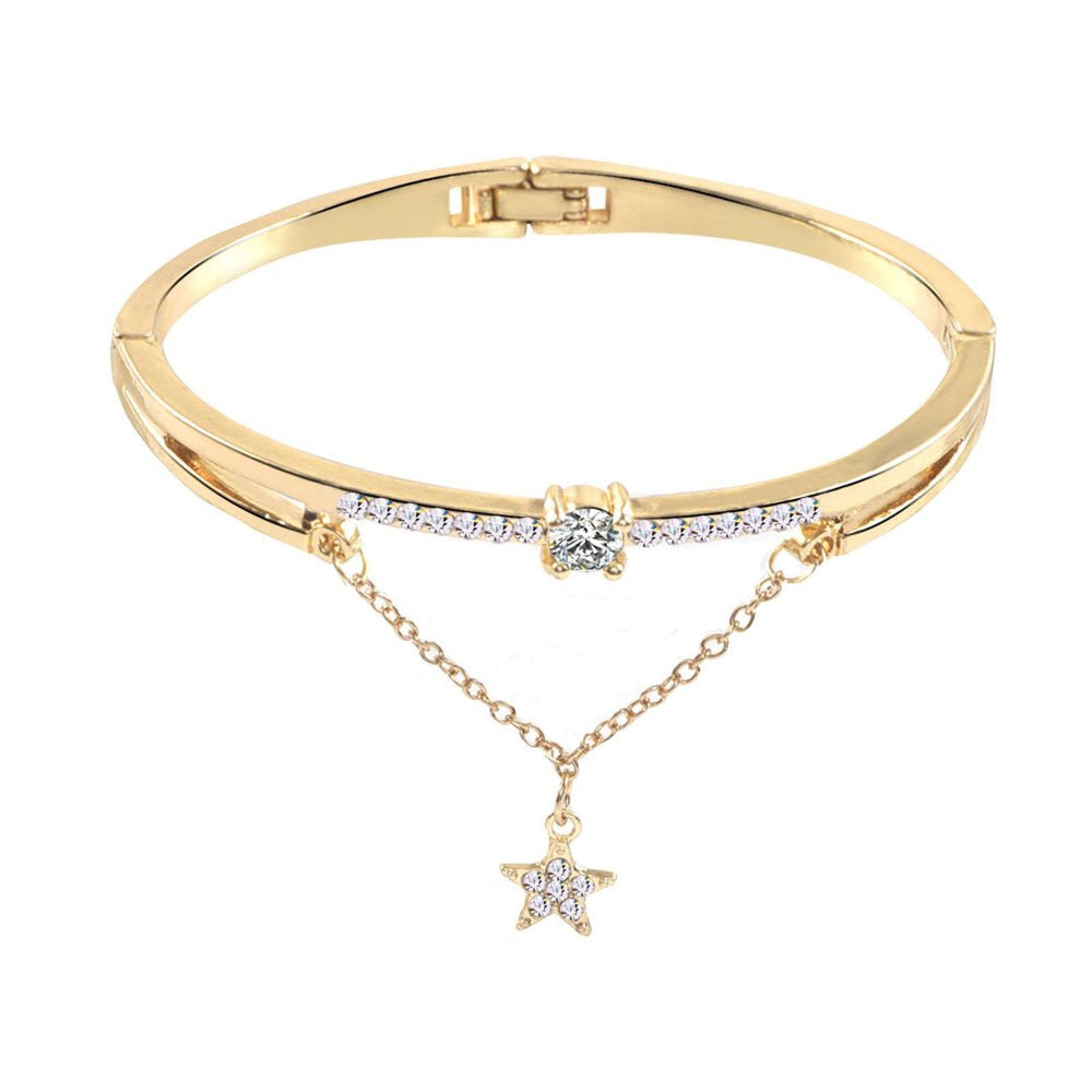 Fashion Star Pattern Synthetic Crystal Diamond Bangle Bracelet