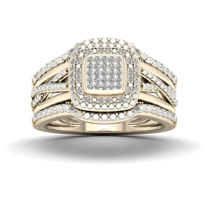 1/8Ct TDW Diamond 10K Yellow Gold Halo Engagement Ring