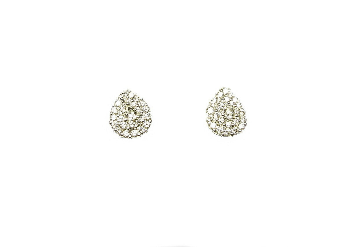 DIAMOND EARRING TWO PEAR SHAPE ROSE SHAPE DIAMOND ROUND