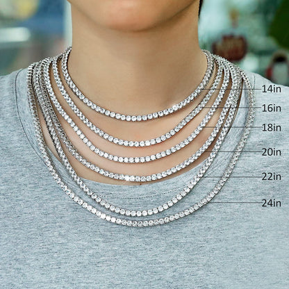 MDFUN Tennis Necklace 18K White Gold Plated | 5.0-6.0Mm round Cubic Zirconia Cut