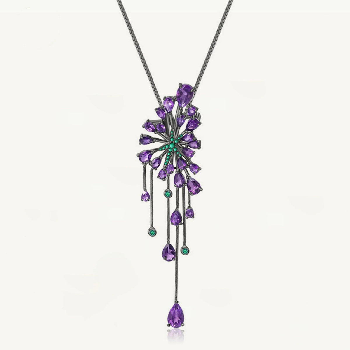 New 8.88Ct Natural Amethyst Purple Gemstone Pendants 925 Sterling Sliver Gothic