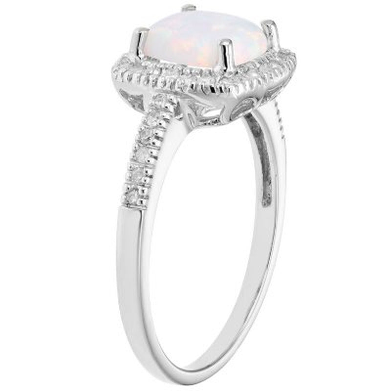 Lab Opal and 0.18 CT. T.W. Diamond Ring in 14K Gold