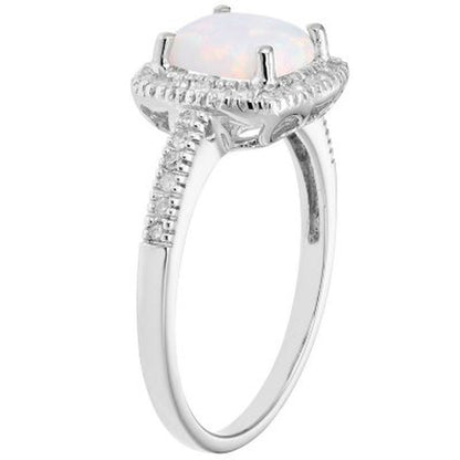 Lab Opal and 0.18 CT. T.W. Diamond Ring in 14K Gold