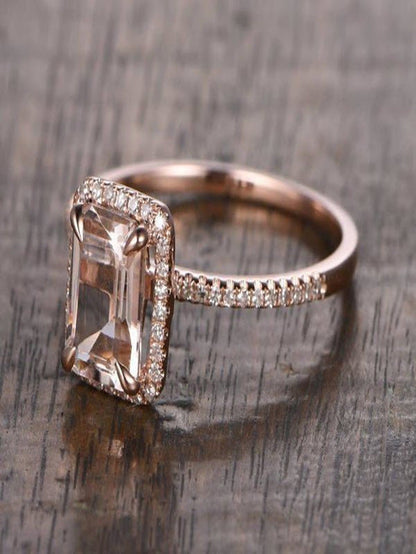 Limited Time Sale: Antique Halo 1.50 Carat Peach Pink Morganite (Emerald Cut Mor