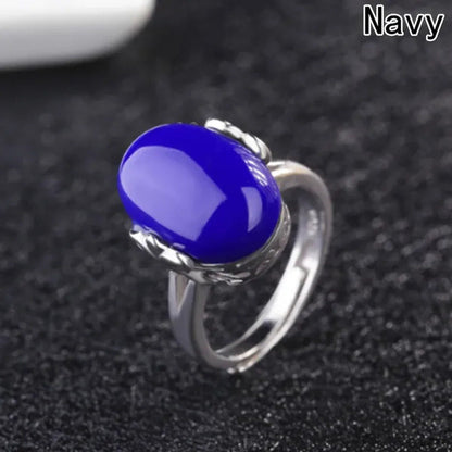 4 Colors Adjustable Natural Gemstone Ring Ruby Sapphire Powder Crystal Open Ring