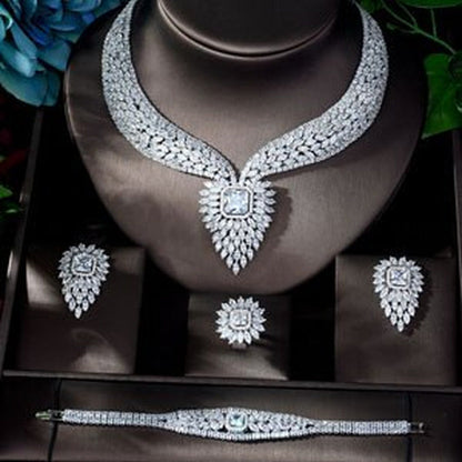 New White Color Fashion Top Quality Wedding Jewelry Sets AAA CZ Geometric Bridal