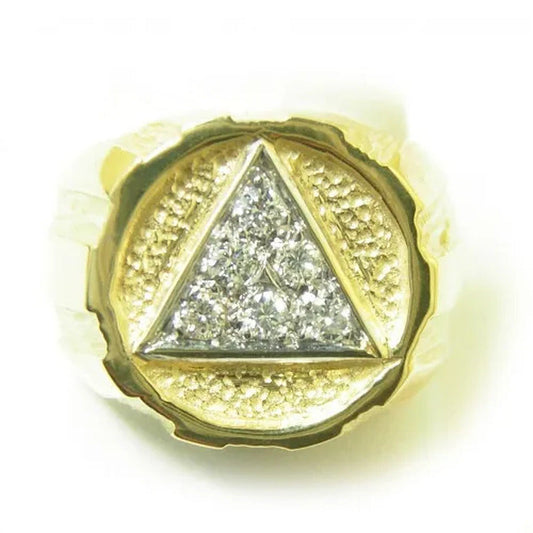 Style #607-8, 14K Gold, AA Symbol Mens Signet Style Ring with 6-25Pt. Diamonds i