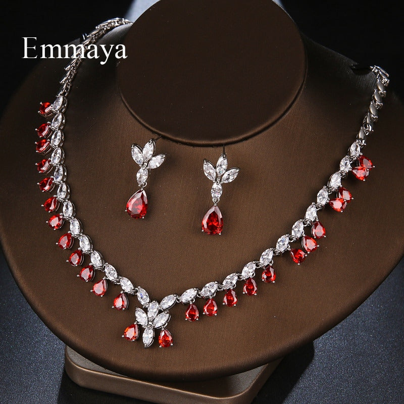 New Fashion Delicate Waterdrop-Shape Earring and Necklace for Women Three