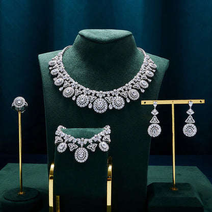 Luxury Women Wedding Jewelry Set Colorful Cubic Zirconia Bridal Necklace