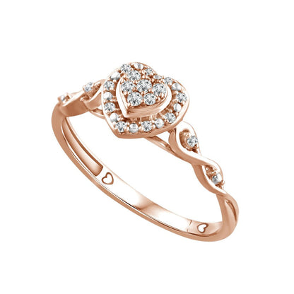 Color of Love 1/10 Cttw Diamonds Promise Ring in 10KT Pink Gold with Garland of