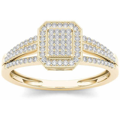 1/4 Carat T.W. Diamond Single Halo Cluster 10Kt Yellow Gold Engagement Ring