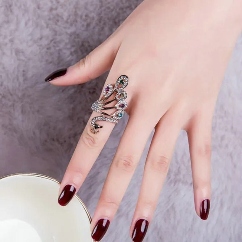 Women round Cut Diamond Ring Peacock Cocktail Ring Fashion Jewellry