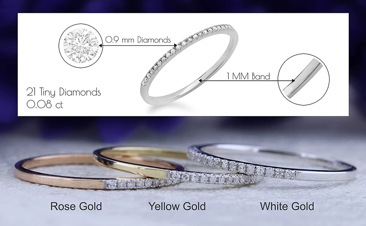 round White Diamond Stackable Wedding Band for Women (0.08 Ctw, Color I-J, Clari