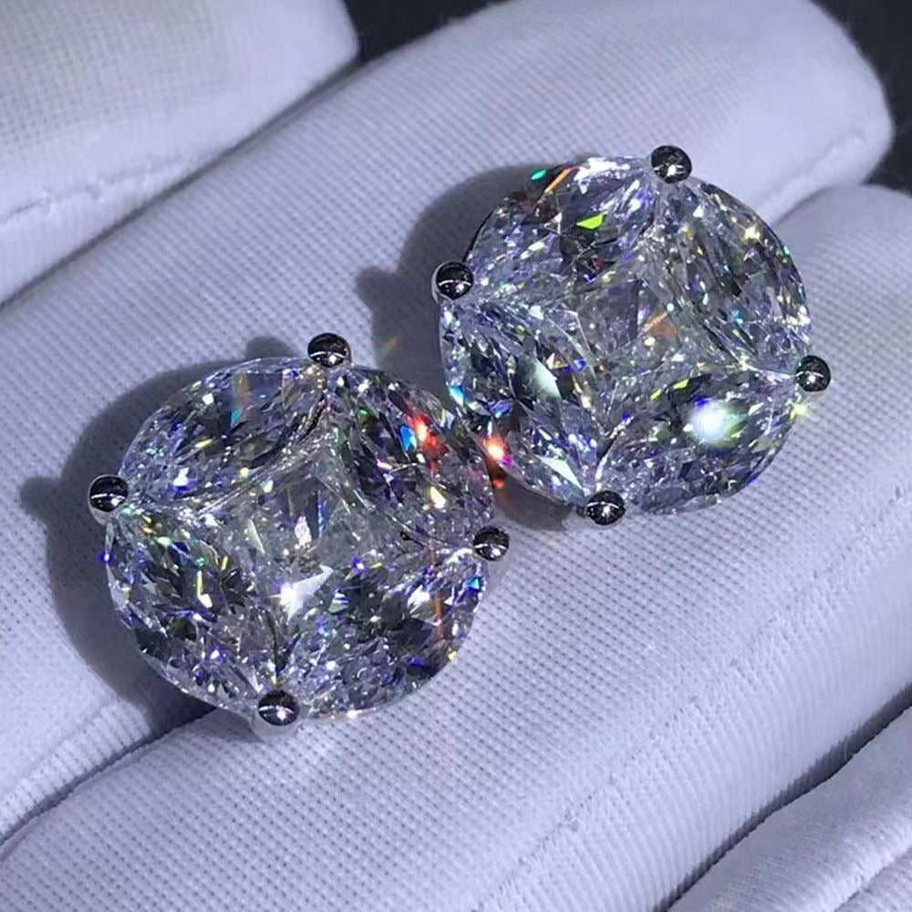 925 Sterling Silver 3EX Crushed Ice 10CT VVS White Sapphire Synthetic Moissanite