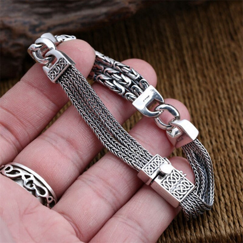 New 100% S925 Sterling Silver Jewelry Models Fashion Retro Peace Stripes Persona