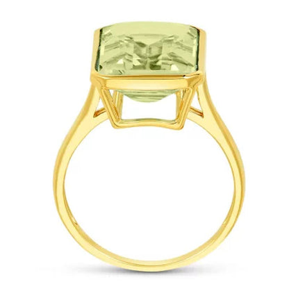 Prasiolite Emerald Shaped Ring in 14 Karat Yellow Gold