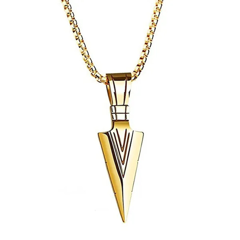 Vintage Men Necklaces Arrowhead Pendant Necklace with 21 Inch Chain Mens Jewelle