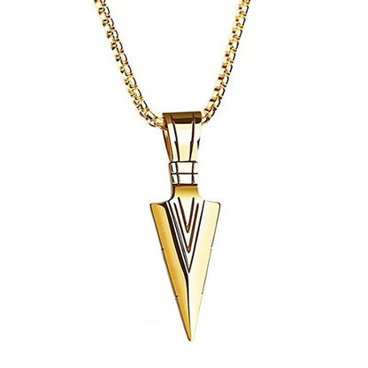 Vintage Men Necklaces Arrowhead Pendant Necklace with 21 Inch Chain Mens Jewelle