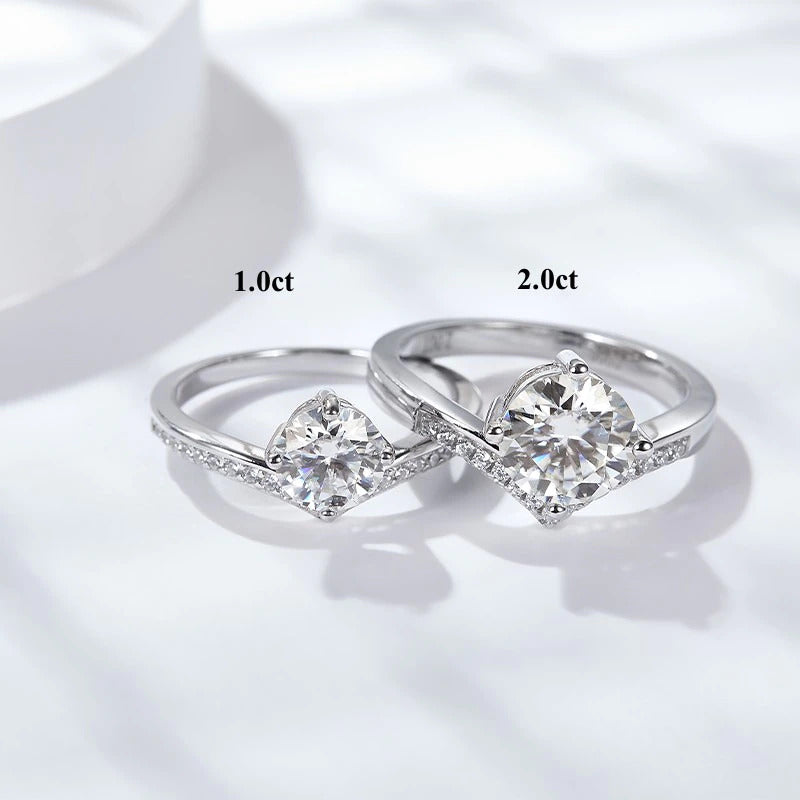 2.0 Carat 8Mm Moissanite Proposal Ring for Women Classic Crown Lab Grown Diamond