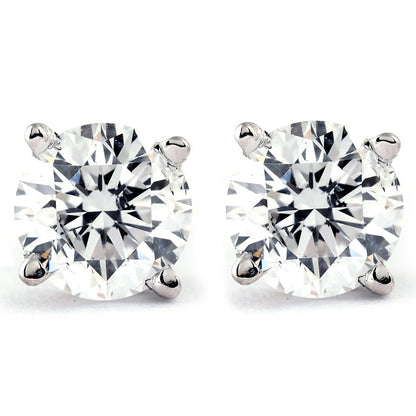 1/4 Carat Genuine Diamond Stud Earrings in 14K White Gold (I2-I3 Clarity, IJ Col