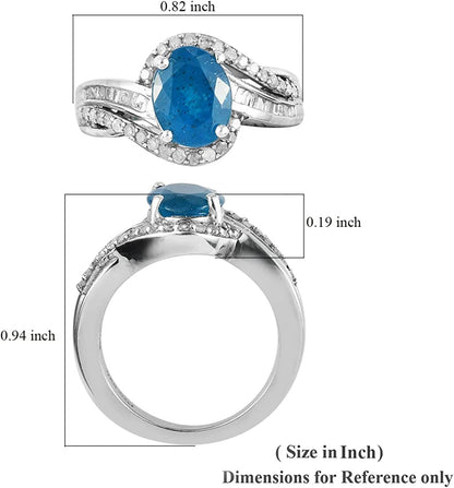 Shop LC Real Diamond Platinum Plated Neon Apatite Engagement Ring for Women Ct 2