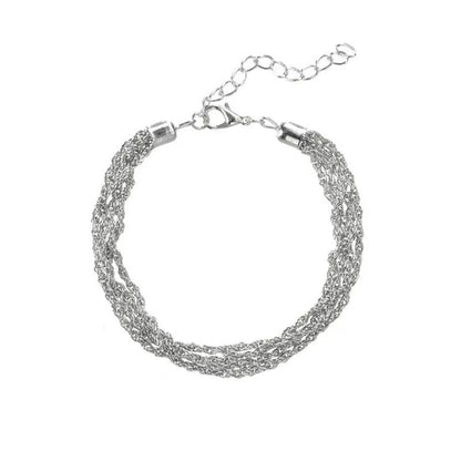 4Pcs/Set New Silver Metal Tassels Sequins Chains Bracelets Set Combination Fashi