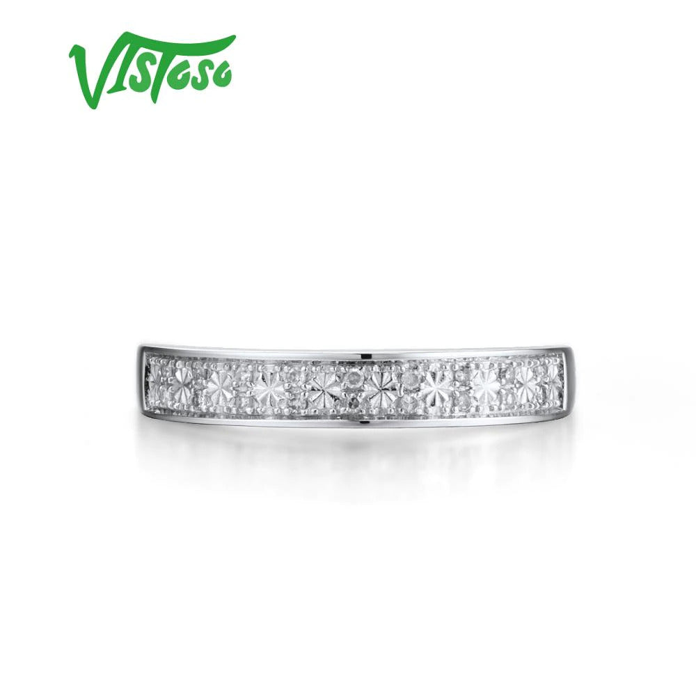 Gold Rings for Women Genuine 9K 375 White Gold Ring Sparkling Diamond Promise