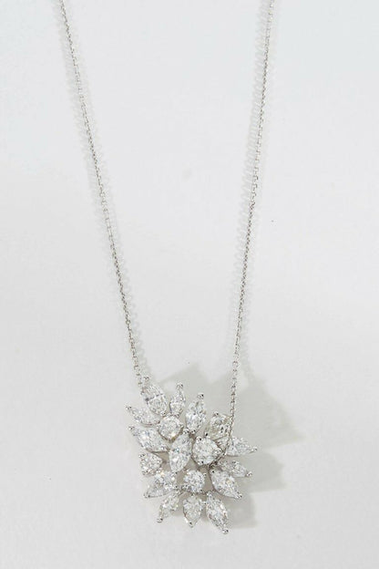 Diamond Cluster Pendant 2.55 carats F VS marquise, pear and round brilliant 18 k