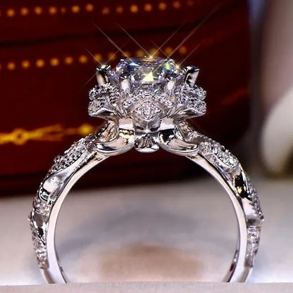 Hannah Martin Exquisite 0.8Ct White Sapphire Diamond Ring Women Bridal Engagemen