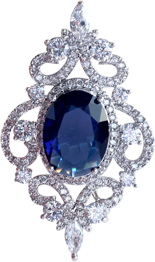 SELOVO Wedding Formal Accessory Cubic Zirconia Brooch Pendant Pin